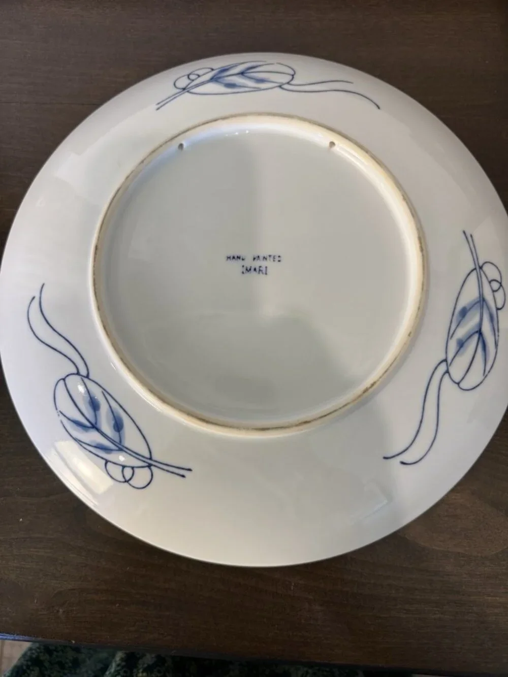 1960s  12” Japanese ARITA Imari Blue and White PHOENIX Bird LARGE Charger Plate